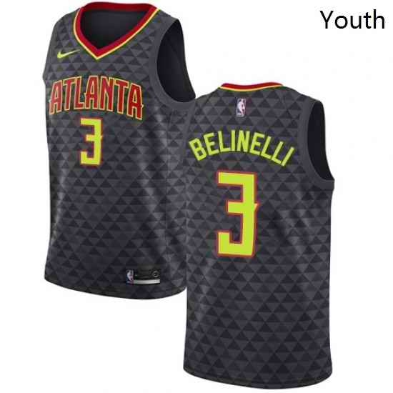 Youth Nike Atlanta Hawks 3 Marco Belinelli Swingman Black Road NBA Jersey Icon Edition